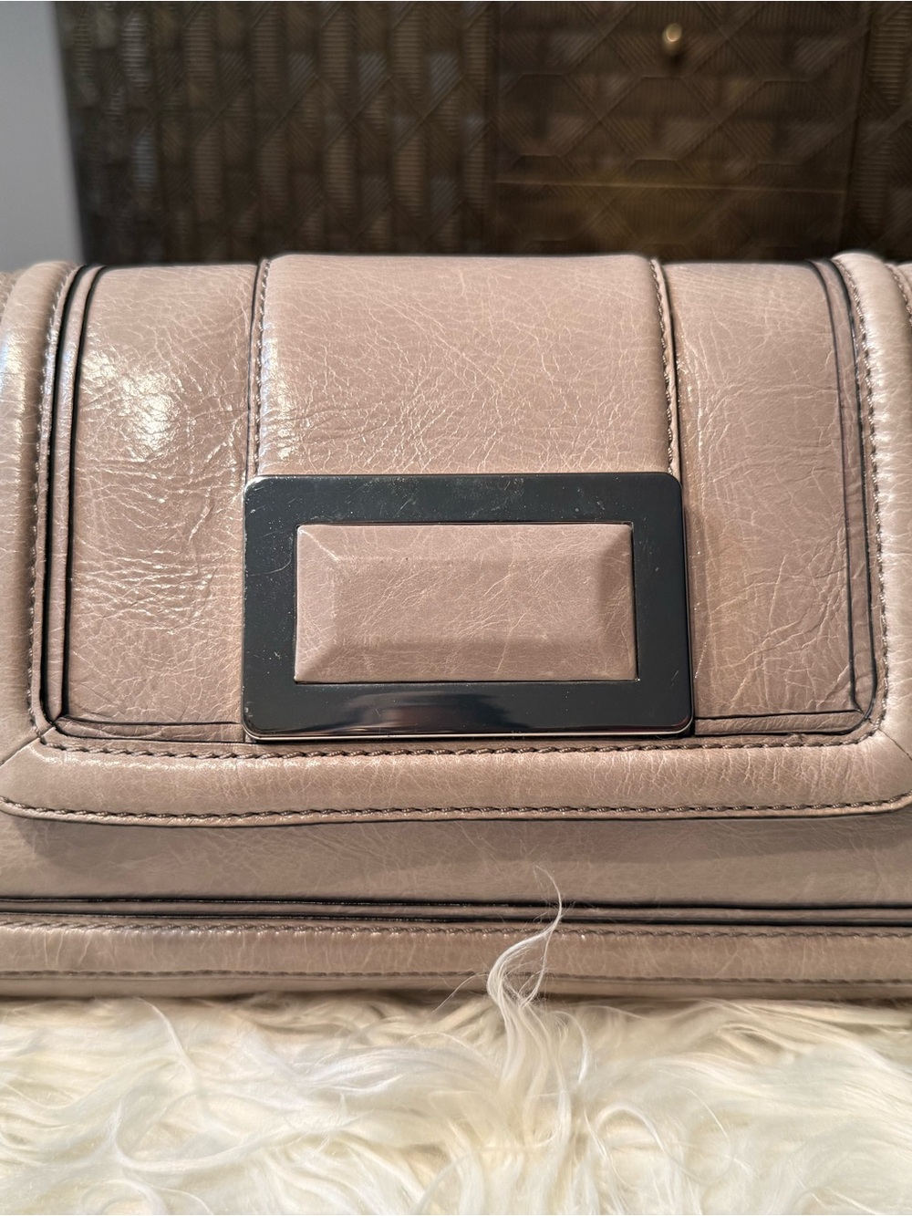 Banana Republic Taupe Crossbody Bag with Silver Trim